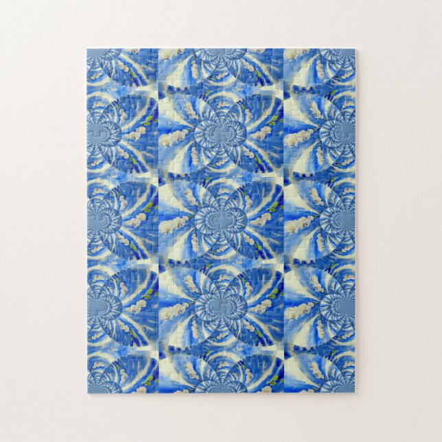 Quebra-cabeça Orquídea Pintura em Aquarela, Nuvens Mandala (Vertical)