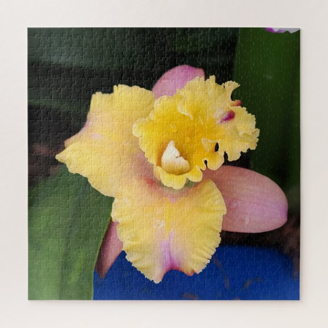 Quebra-cabeça Orquídea rosa pastel e amarela (Vertical)