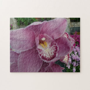 Quebra-cabeça Orquídea Roxa e Floral Colorida do Jardim