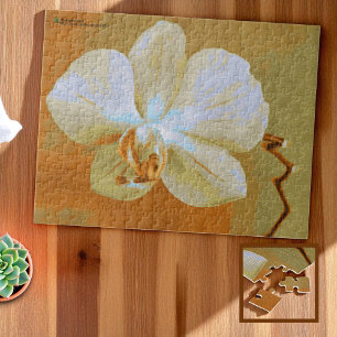 Quebra-cabeça Orquídea Tropical Brushstrokes em tons de laranja
