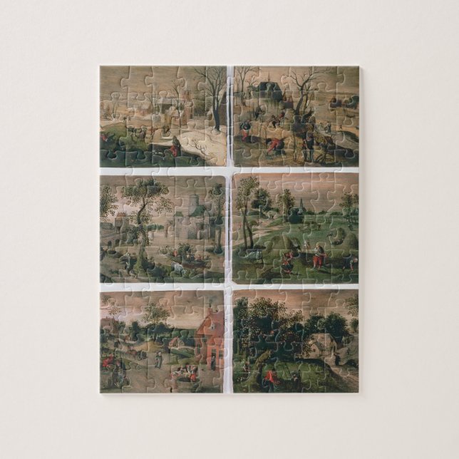 Quebra-cabeça Os doze meses do ano: Janeiro, fevereiro, (Vertical)