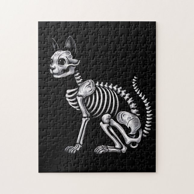 Quebra-cabeça Ossos da Meia-Noite: Gato Esqueleto (Vertical)
