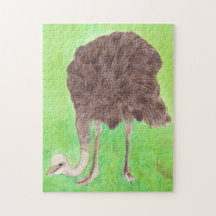Ostrich Bird Watercolor Painting CherylsArt Quebra