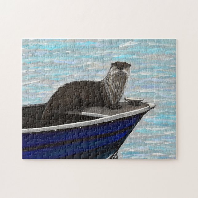 Quebra-cabeça Otter em uma pintura de barco (Horizontal)