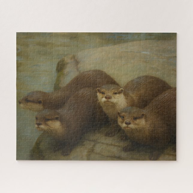 Quebra-cabeça Otter Quartet - Impressão de Arte sobre a Vida Sel (Horizontal)