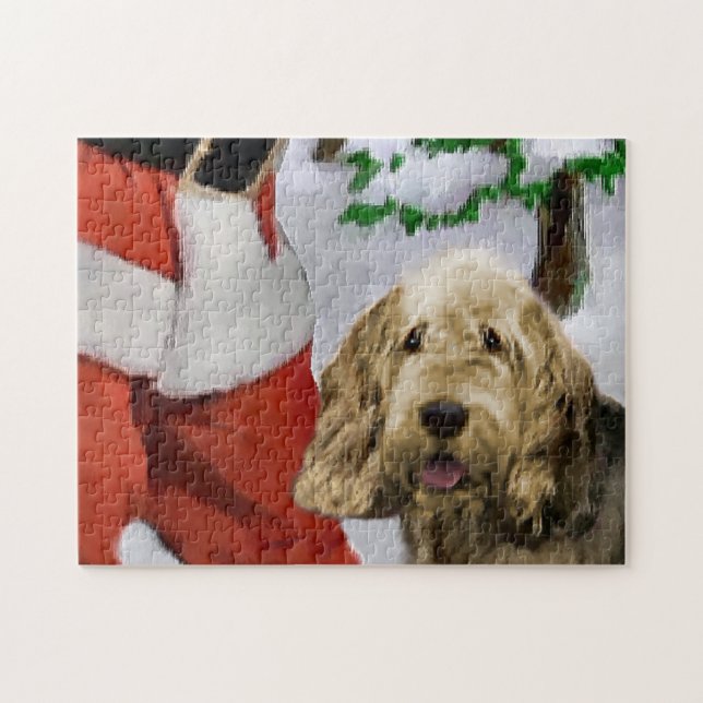 Quebra-cabeça Otterhound com Natal de Papais noeis (Horizontal)
