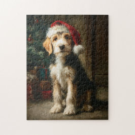 Quebra-cabeça Otterhound Puppy Christmas Painting
