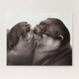 Quebra-cabeça Otters Pintados à Mão - Momento Mais Tender Arte S