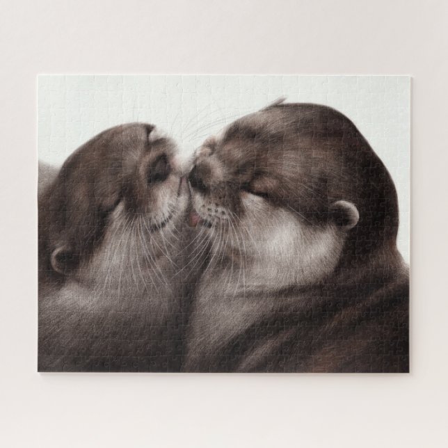 Quebra-cabeça Otters Pintados à Mão - Momento Mais Tender Arte S (Horizontal)