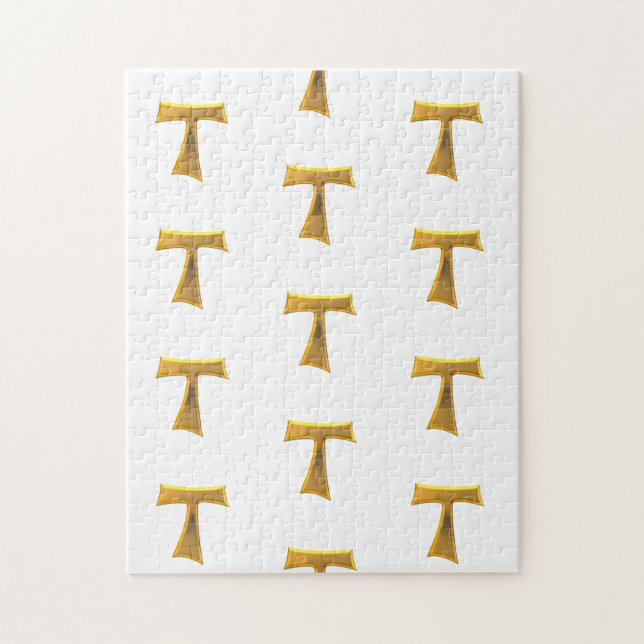 Quebra-cabeça Ouro 3-D Olhar Franciscan Tau Cross (Vertical)