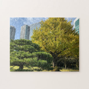Quebra-cabeça Ouro Amarelo Ginkgo e Pine Tree