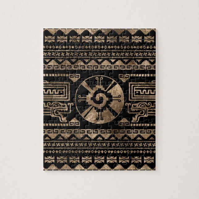 Quebra-cabeça Ouro de Hunab Ku no preto (Vertical)