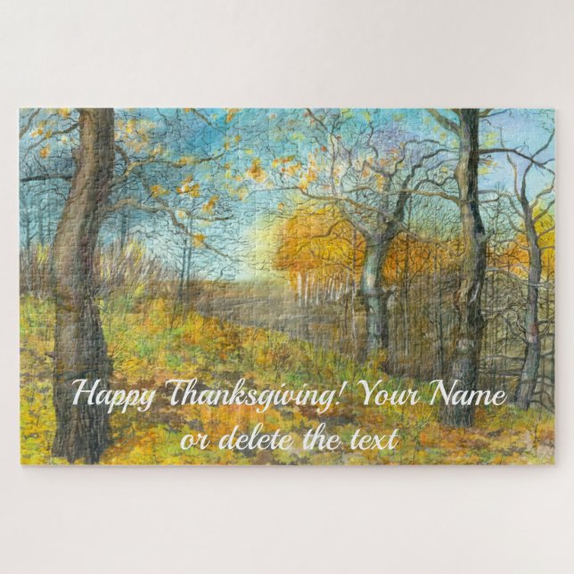 Quebra-cabeça Ouro de outono numa aquarela de pintura de carvalh (Horizontal)