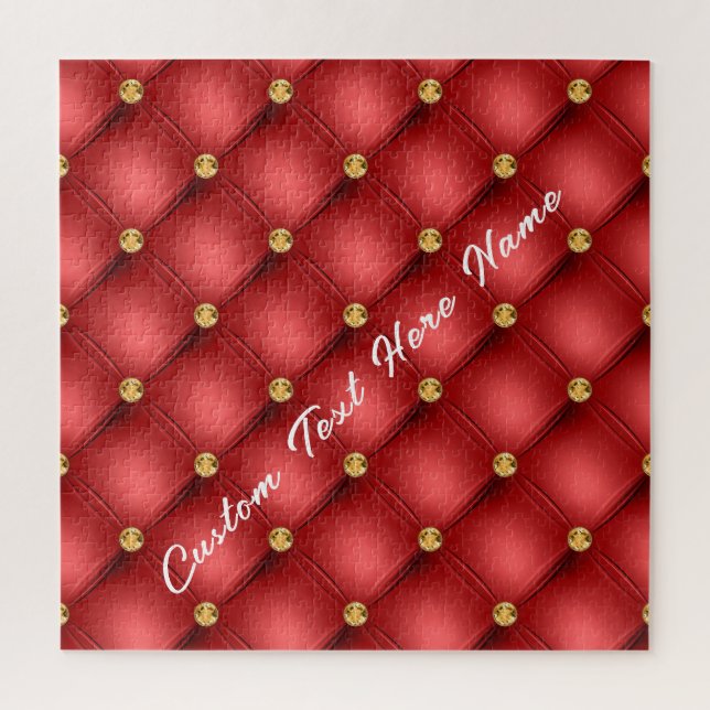 Quebra-cabeça Ouro Diamond Couro Tufado Nome Texto Personalizado (Vertical)