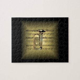 Quebra-cabeça Ouro do ~ do travesseiro da partitura do ~ da tuba