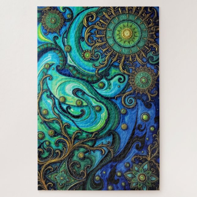 Quebra-cabeça Ouro Floral Elegance (Vertical)