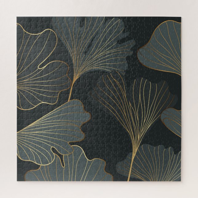Quebra-cabeça Ouro Ginkgo: Deco Floral Luxurioso. (Vertical)