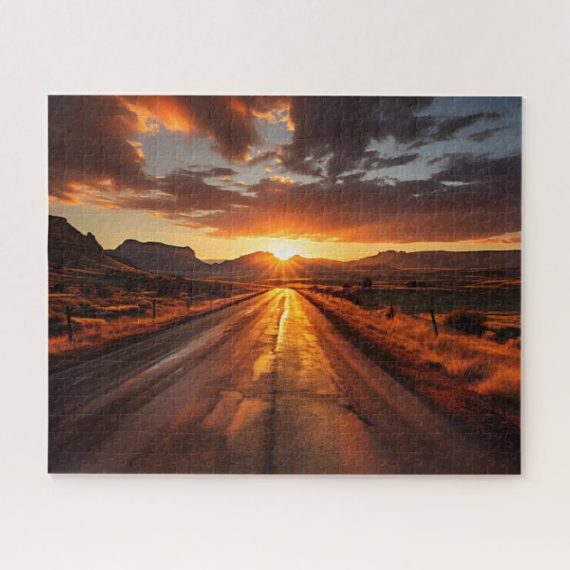 Quebra-cabeça Ouro Hora Longa Estrada (Horizontal)