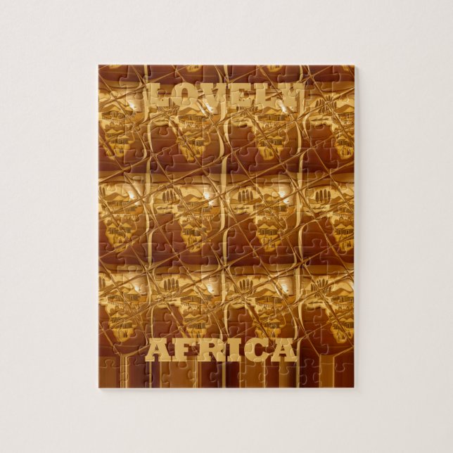 Quebra-cabeça Ouro Impressão do mapa africano maravilhoso (Vertical)