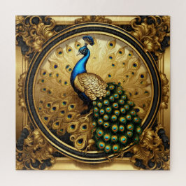 Quebra-cabeça Ouro pavão e quadro ornamental negro