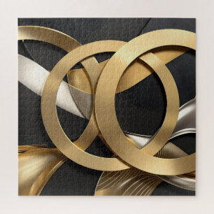 Quebra-cabeça Ouro Rings Abstrato - Design moderno de luxo