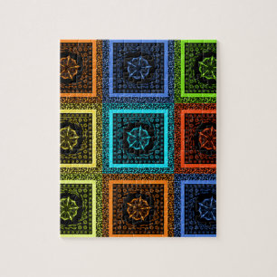 Quebra-cabeça Ouro Vermelho Azul Masai Verde Cores Tradicionais
