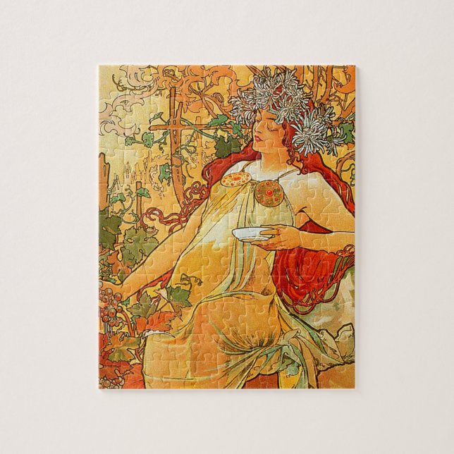 Quebra-cabeça Outono do vintage por Alphonse Mucha (Vertical)
