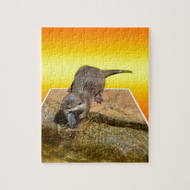 Quebra-cabeça Outro Comendo Peixe Torrado Pelo Seu Pond, (Vertical)