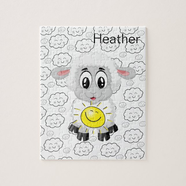 Quebra-cabeça Ovinos Nuvens Sol (Vertical)