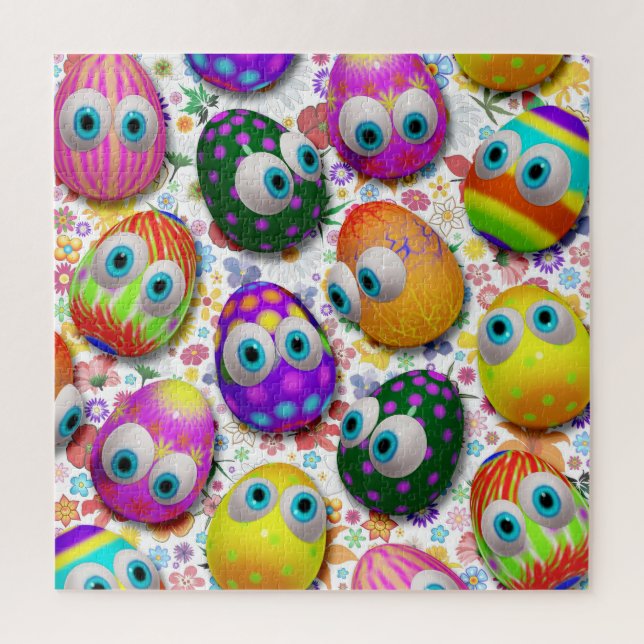 Quebra-cabeça Ovos de Páscoa de desenho animado fofos e engraçad (Vertical)