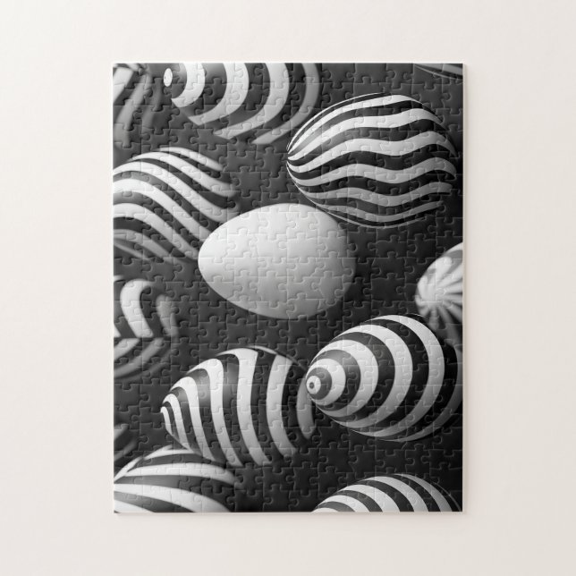 Quebra-cabeça Ovos de Páscoa em faixas de preto e branco (Vertical)