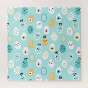 Quebra-cabeça Ovos de Páscoa Lindos Padrão Kawaii Ovos Pastel