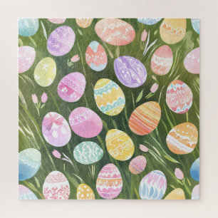 Quebra-cabeça Ovos de Páscoa Pastéis   Aquarela de Primavera Bon