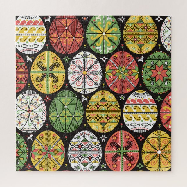 Quebra-cabeça Ovos de Páscoa ucranianos, padrão de colheita. (Vertical)
