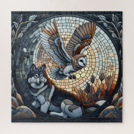 Quebra-cabeça Owl e Wolf Mosaic Ai Art