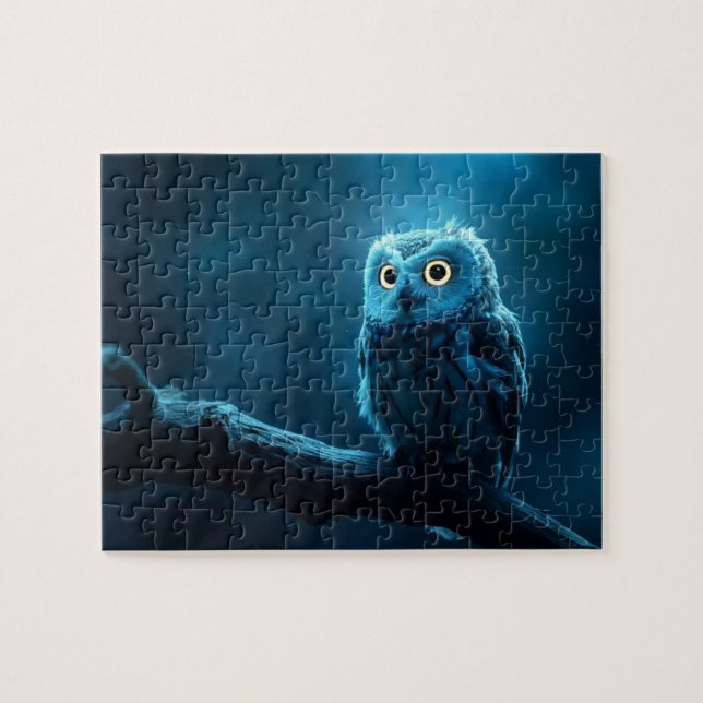 Quebra-cabeça owl on a branch at night (Horizontal)