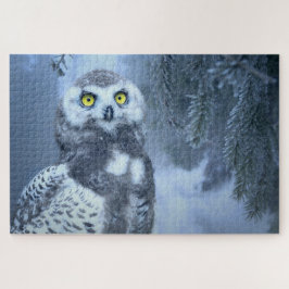 Quebra-cabeça Owl Snow Owl - Floresta de inverno