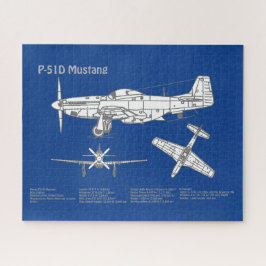 Quebra-cabeça P-51D Mustang - Airplane Blueprint ABD