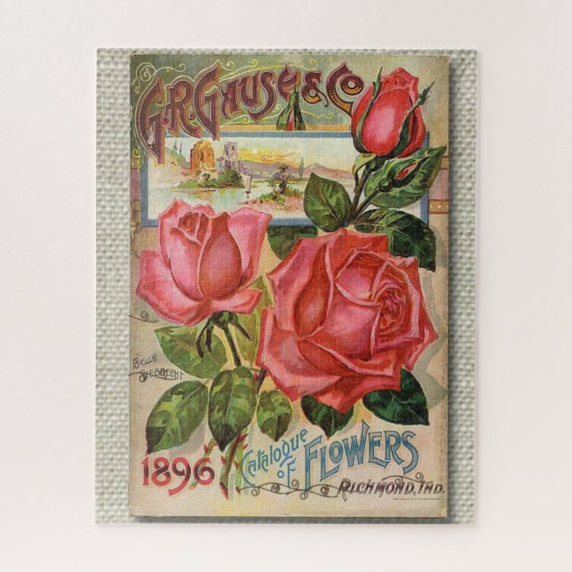 Quebra-cabeça Pacote da semente do rosa do rosa do vintage (Vertical)