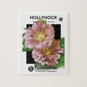 Quebra-cabeça Pacote de Semente Hollyhock Vintage