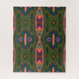 Quebra-cabeça Padrão Abstrato azul, verde e laranja retrô