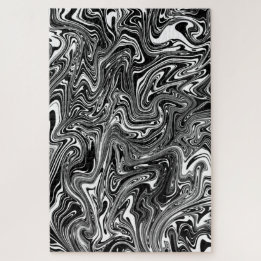 Quebra-cabeça Padrão abstrato de mármore líquido preto e branco