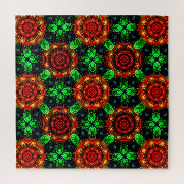 Quebra-cabeça Padrão Abstrato Floral Moderno Boho Elegante #504 (Vertical)