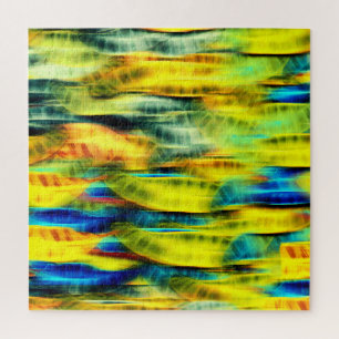 Quebra-cabeça Padrão abstrato Neon Yellow Cobra