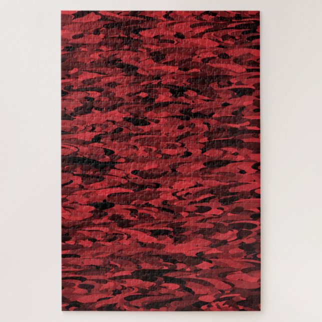 Quebra-cabeça Padrão Abstrato Preto Vermelho (Vertical)