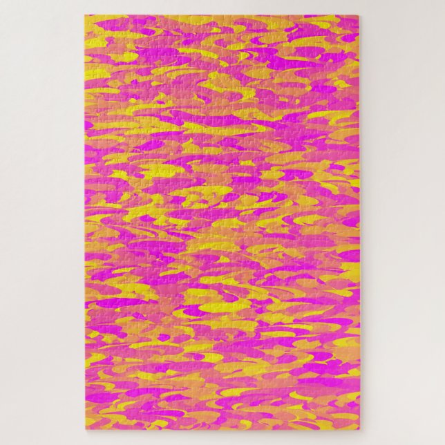 Quebra-cabeça Padrão Abstrato Rosa Amarelo Laranja (Vertical)
