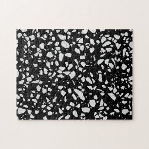 Quebra-cabeça Padrão abstrato Terrazzo Mosaico preto e branco 