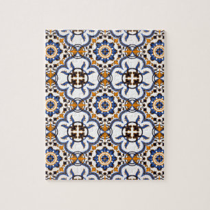 Quebra-cabeça Padrão Amarelo Azulejo Azulejo Azulejo Vintage