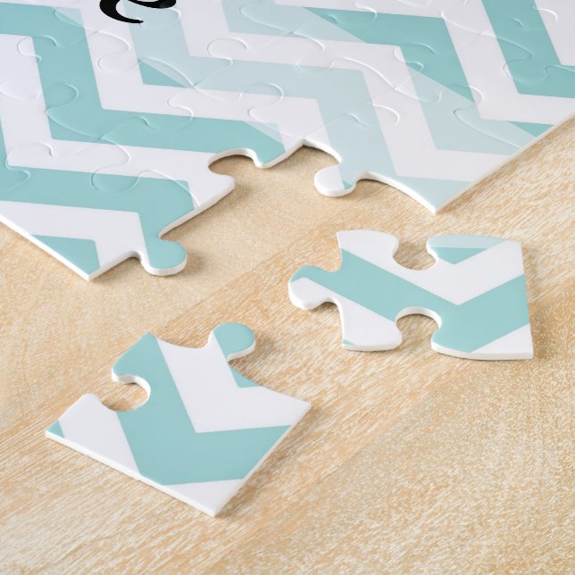 Quebra-cabeça Padrão aqua chevron (Lateral)