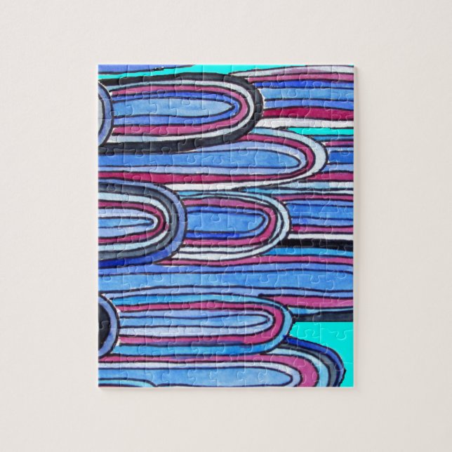 Quebra-cabeça Padrão azul-aquário das ondas do oceano (Vertical)